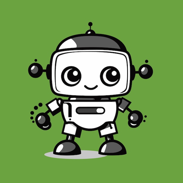 Funny robot vectorial icono simple en estilo plano aislado en fondo neutral