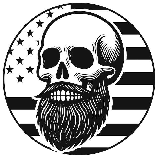 Vector funny usa bandera con el esqueleto de la barba archivos vectoriales esqueleto svg calavera con la barba svg vector digital