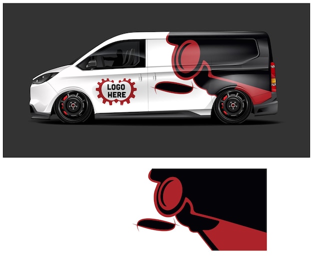 Furgoneta con envoltura y logotipo personalizados