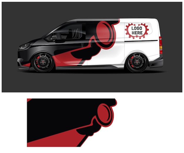 Furgoneta con gráficos automotores personalizados y logotipo para la marca