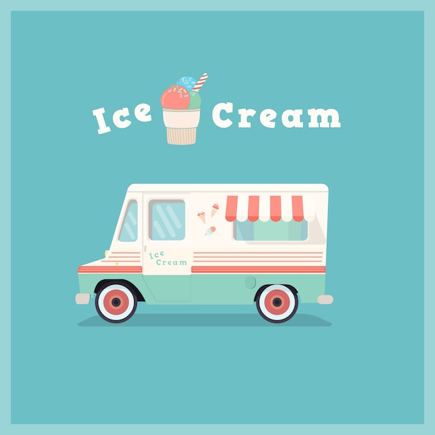 Vector furgoneta retro colorida del helado.