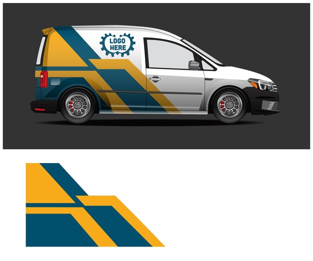 Furgoneta de servicio comercial con envoltura de vehículo personalizada