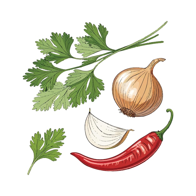 Fusión picante Una mezcla picante de cebolla ajo jengibre limón chiles y piña