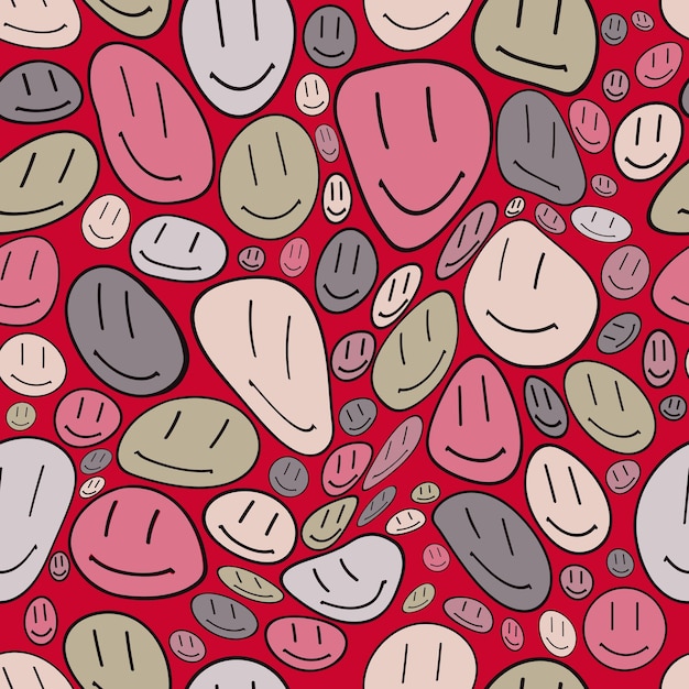 Fusión de sonrisas de patrones sin fisuras. Conjunto de sonrisas psicodélicas aisladas sobre fondo viva magenta.