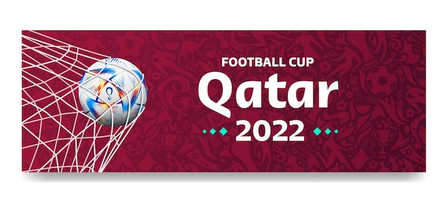 Vector fútbol 2022 de qatar banner con balón de fútbol