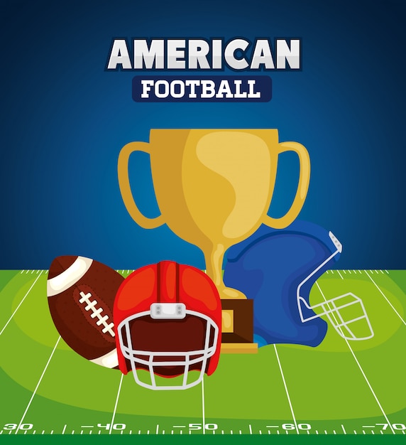 Vector fútbol americano con ilustración de trofeo