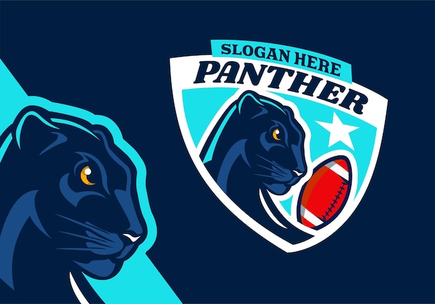 Fútbol americano con logo de mascota de insignia de cabeza de pantera negra