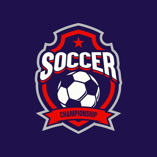 Fútbol Color rojo Insignia de fútbol Plantillas de diseño de logotipo Equipo deportivo Identidad Ilustraciones vectoriales