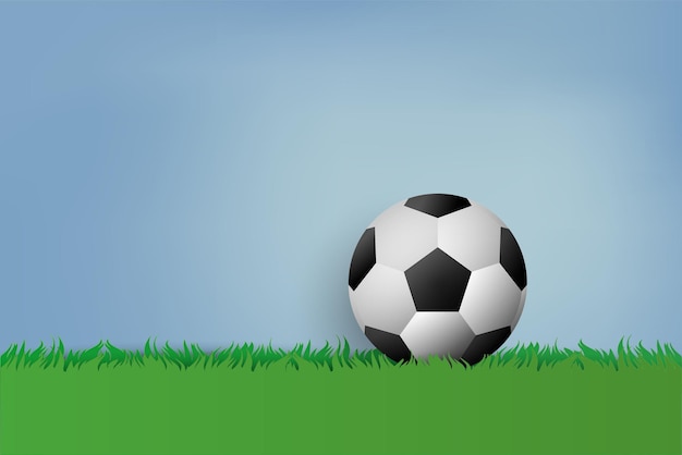 Fútbol en el estilo de arte del papel de hierba verde