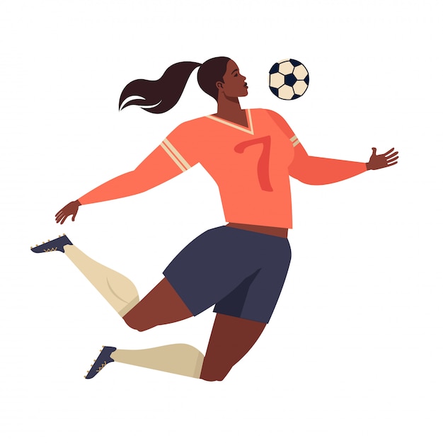 Fútbol europeo de la mujer, ejemplo plano del vector del jugador de fútbol.