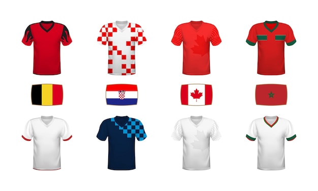 Fútbol mundial 2022 camisetas kits jersey banderas Fase de grupo torneo banderas nacionales camisetas de fútbol