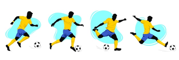 Futbolistas de fútbol en acción vector ilustración croquis dibujado a mano con formas líquidas