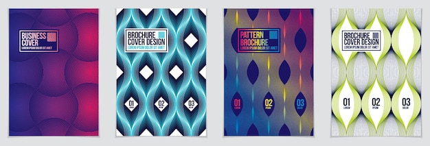 Futuras plantillas de diseño geométrico. Conjunto de patrones vectoriales geométricos con textura de rayas abstractas. Diseños para portadas, pancartas, carteles, volantes y diseños de pancartas. formato de impresión A4