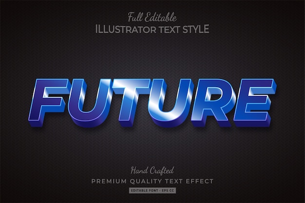 Future techno 3d efecto de estilo de texto vector premium