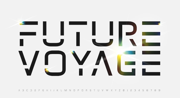 Vector future voyage un diseño de tipografía de vector de fuente minimalista moderno futurista