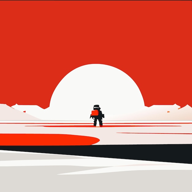 Futurismo desierto ilustración vectorial plana