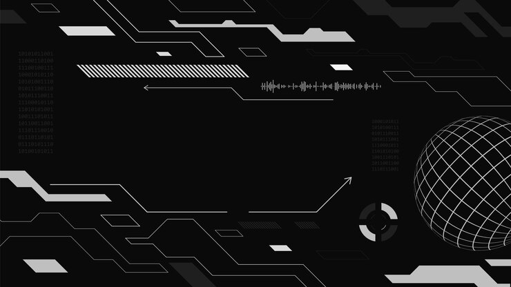 Vector futurista cyberpunk tecnología de fondo negro y blanco bandera de tecnología digital