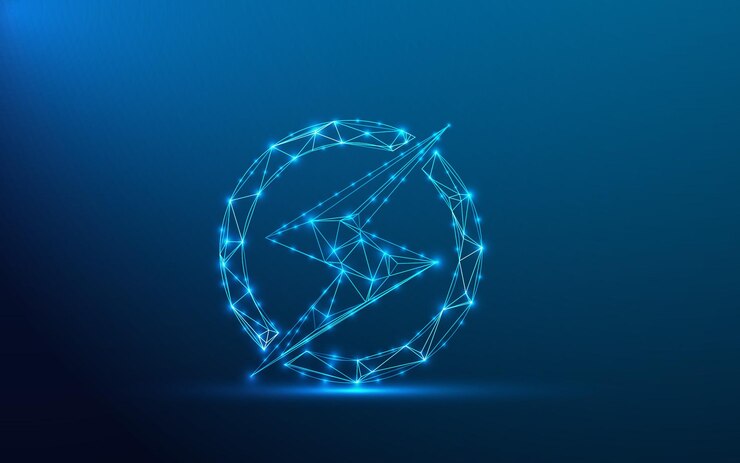 Vector futurista neon relámpago icono de energía digital glowing poder eléctrico tecnología cibernética chispa símbolo de ia