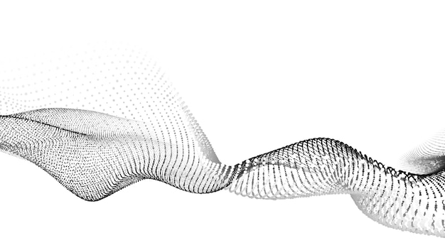 Futurista onda blanca en movimiento Fondo digital con partículas en movimiento Visualización de grandes datos Ilustración vectorial