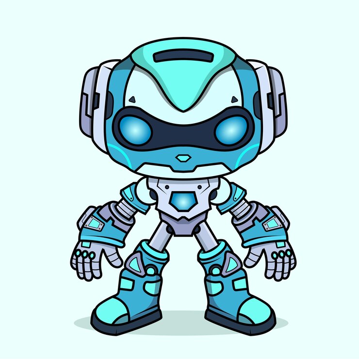 Vector futurista personaje robótico de dibujos animados robot detallado para diseños tecnológicos conceptos de chatbot y proyectos lúdicos relacionados con la ia equipo electrónico y concepto de animación humanoide aislado en el fondo