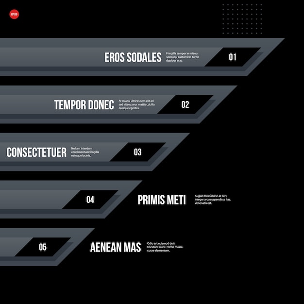 Futurista plantilla de gráfico corporativo sobre fondo negro. Útil para presentaciones y medios de marketing.