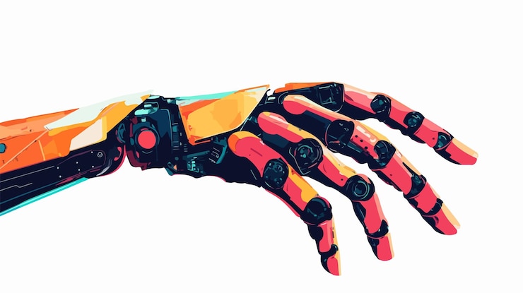 Vector futurista robot de la mano de collage elemento de fondo vectorial