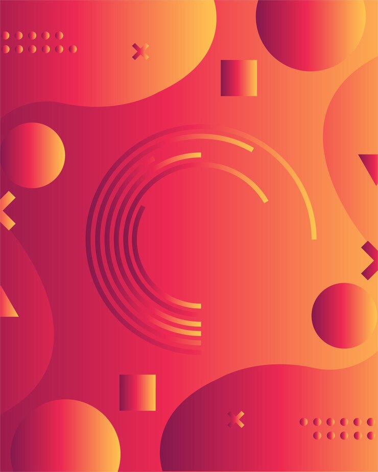 Futurista Rojo Amarillo Gradiente fondo abstracto con línea de círculo redondo espacio brillante con efecto