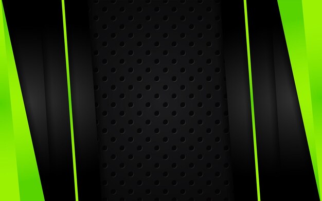 Futurista verde abstracto con concepto de tecnología de metal negro