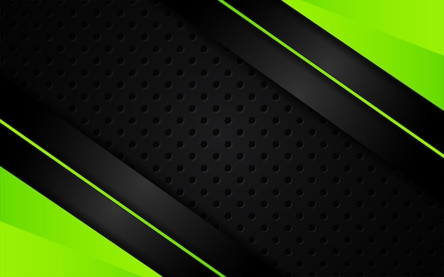 Futurista verde abstracto con concepto de tecnología de metal negro