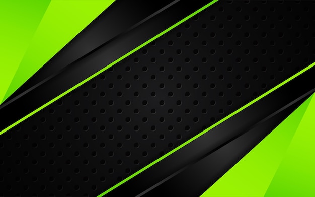 Futurista verde abstracto con concepto de tecnología de metal negro