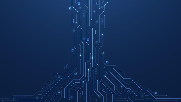 Futuristic circuit board Abstract isometric background with circuit board texture AI Artificial Intelligence Motherboard and HTML code Large data processing database concept Vector illustration