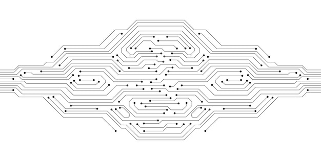 Futuristic circuit board isolate on white background Circuit board texture AI Artificial Intelligence Motherboard and HTML code Large data processing database concept Vector illustration