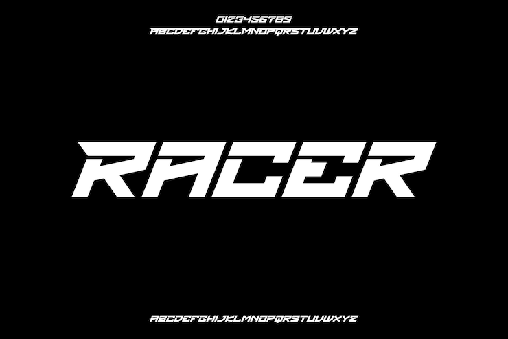 Vector futuristic racer creative vector sport alfabeto diseño de fuentes