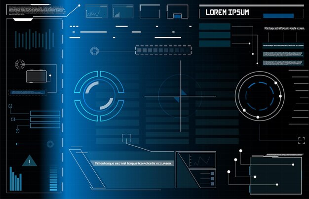 Futuristic Vector HUD Interface Screen Design Títulos de llamadas digitales HUD UI GUI usuario futurista i