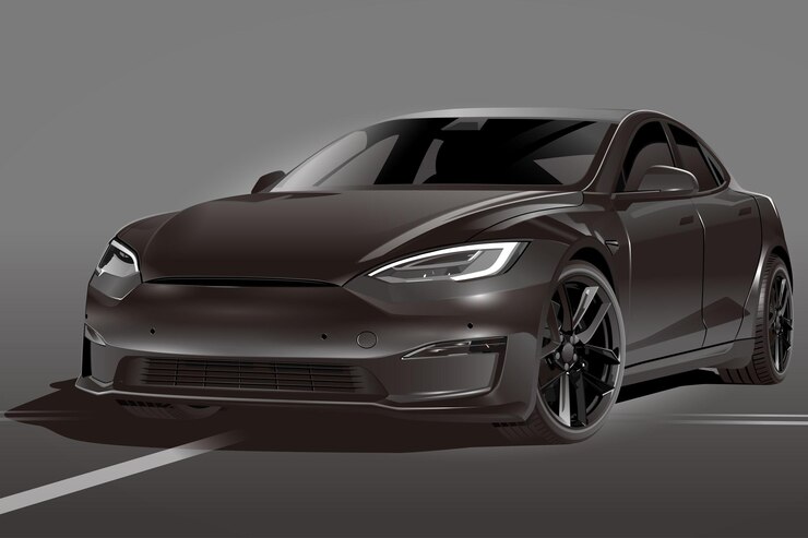 Vector futurístico coche eléctrico vectorial sedán deportivo de lujo negro