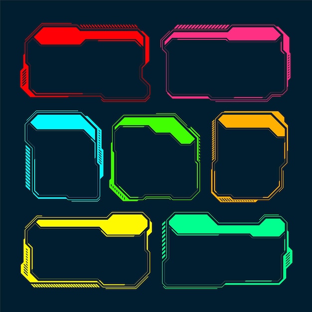 Futurístico hud o ui elementos scifi interfaz de usuario cajas de texto llamadas mensaje de advertencia colorido