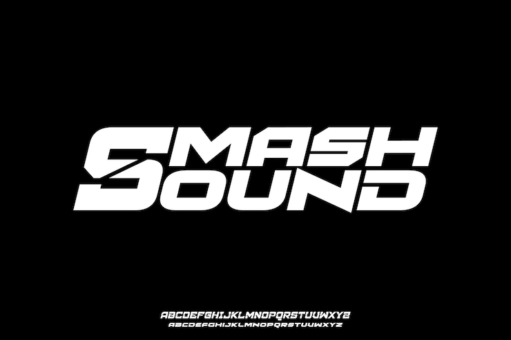 Vector futurístico smash sonido creativo vector deporte mostrar alfabeto diseño de fuentes ilustración vectorial