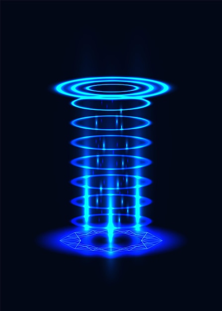 Futurísticos cilindros de energía de teletransporte con impresionantes efectos de brillo que cautivan la imaginación