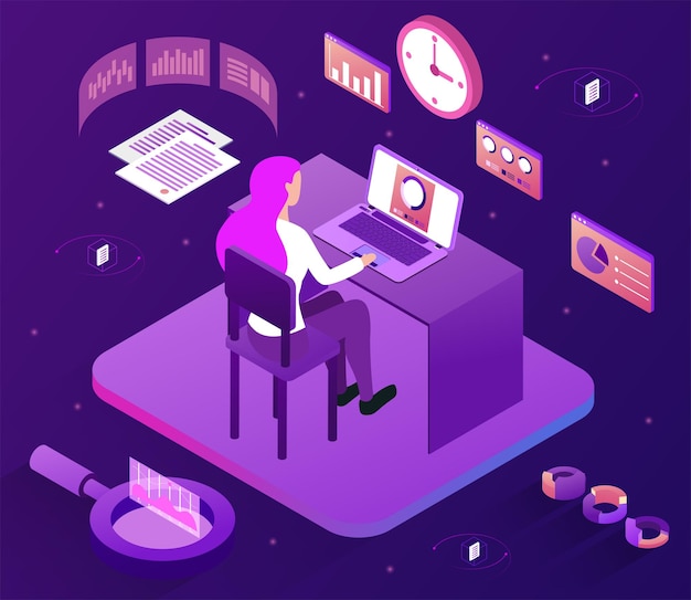 El futuro del análisis de big data operación de pronóstico financiero analizar la solución de big data abstracto plano.