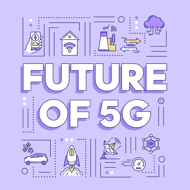 Futuro del banner de conceptos de palabras 5g. tecnología inalámbrica. conexión de alta velocidad.