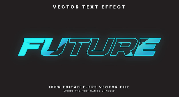 Vector futuro despojado de brillo azul estilo de fuente de efecto de texto editable moderno