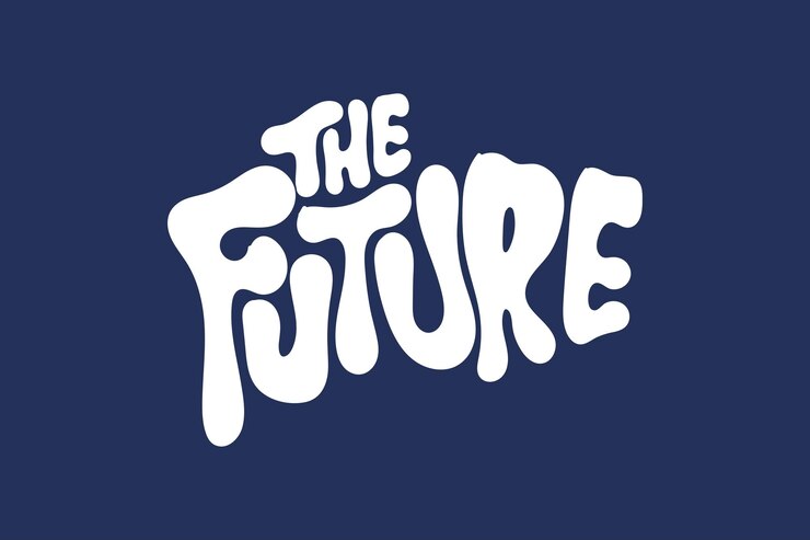 Vector el futuro fondo azul con texto blanco.