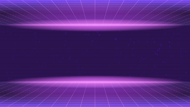 Futuro fondo de línea retro de los años 80 Ilustración de onda retro de sintetizador futurista de vector en el estilo de carteles de los años 80