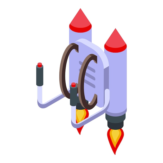 Futuro icono de jet vector isométrico Cohete de fuego Modelo espacial