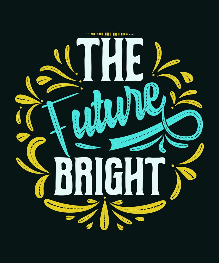 Vector el futuro de la impresión es brillante diseño de letras de mente positiva