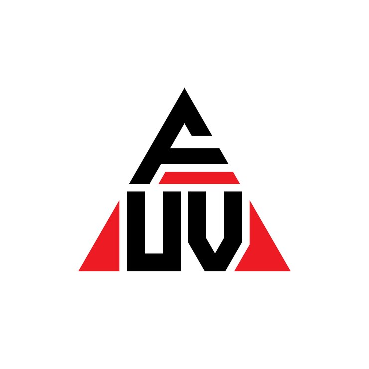 Vector fuv triángulo diseño de la letra del logotipo con forma de triángulo fuv diseño del logotipo del triángulo monograma fuv modelo de logotipo vectorial triángulo con color rojo fuv logotipo triangular sencillo elegante y lujoso