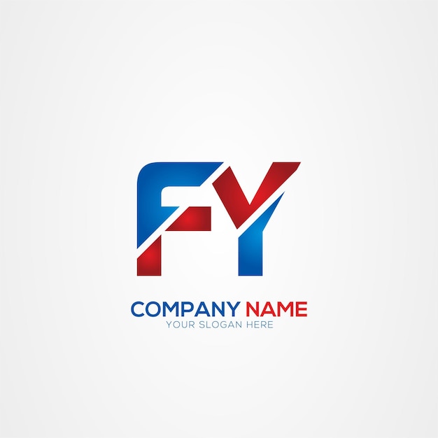 FY o YF Creative Modern Letters Diseño del logotipo Elemento rojo y azul