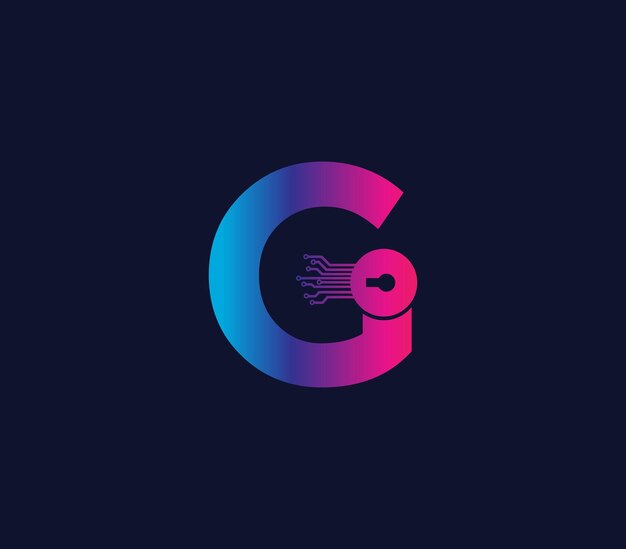 G concepto de diseño del logotipo de la tecnología de ciberseguridad