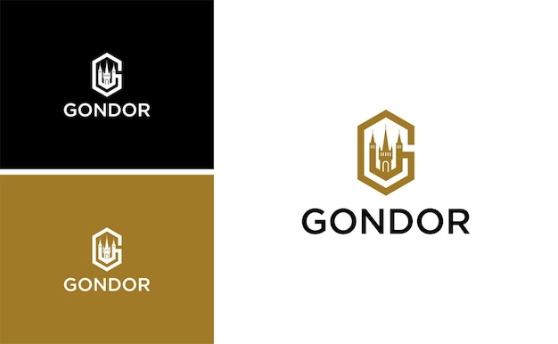 G inicial logotipo del reino de Gondor capital histórica plantilla vectorial del patrimonio en la tierra media minas tirith