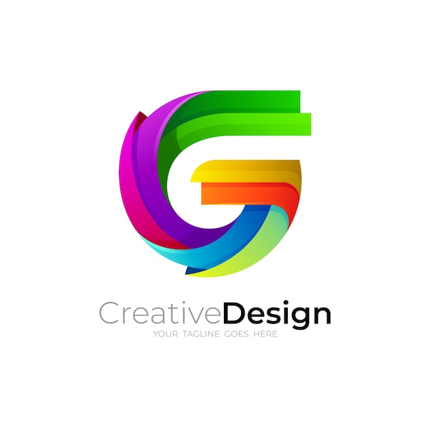 G logo colorido diseño vector imagen tecnología logos